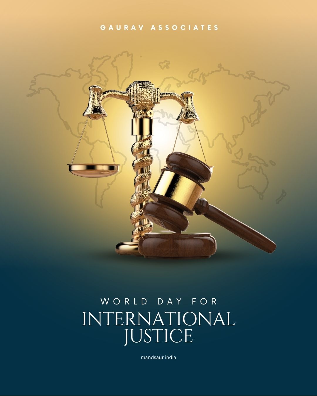 Gold and Blue Simple World Day For International Justice Instagram Post